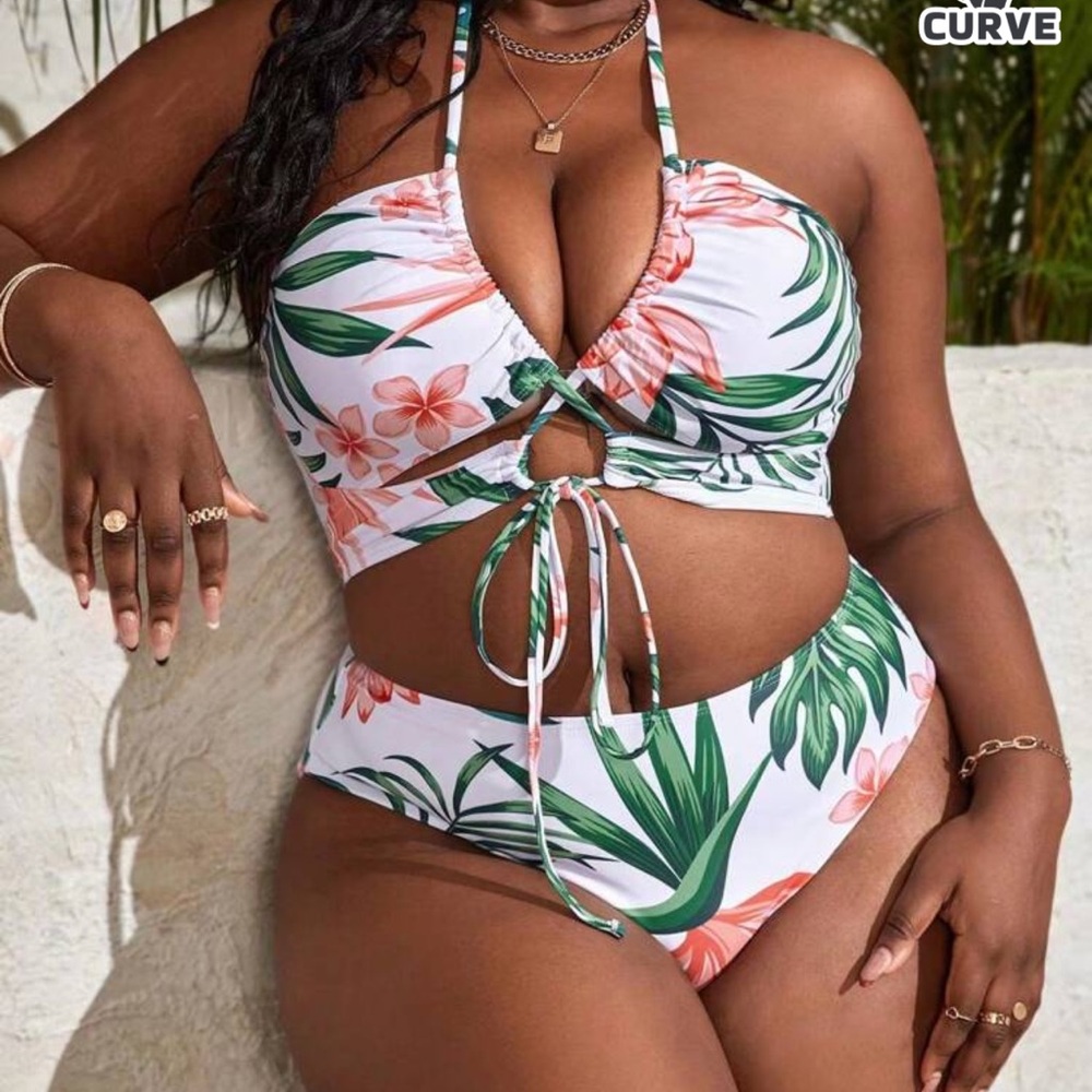 Floral Print woman's bikini with cover up Swimsuit